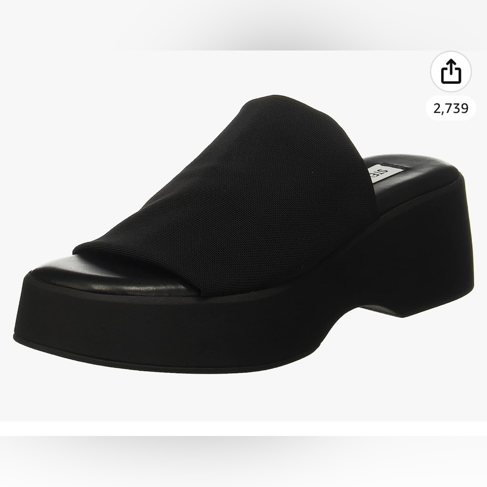 NEW Steve Madden SLINKY 30 BLACK Platform Flatform Shoe Sandals Size 7 NIB